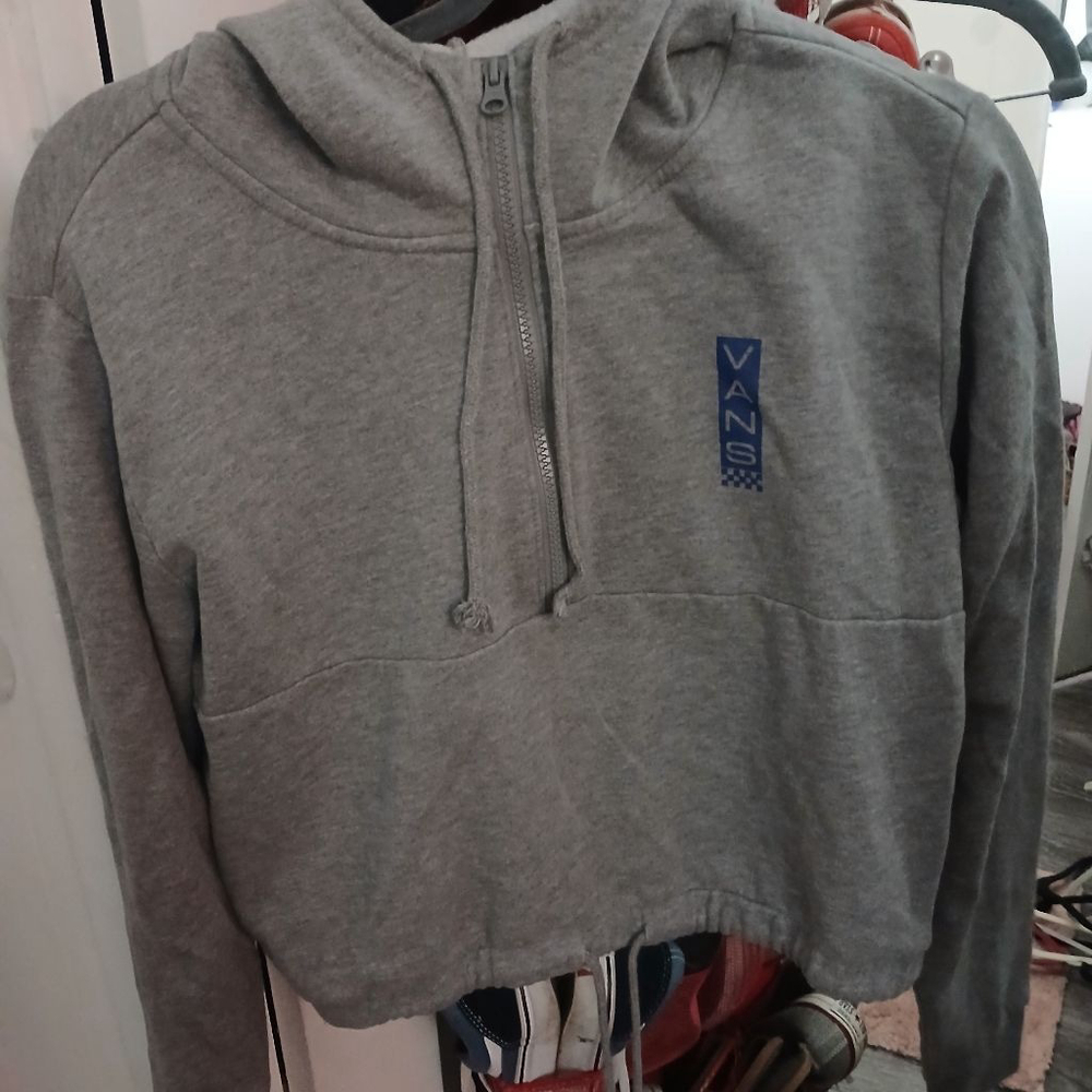 Women's Vans Gray & Blue Cropped Hoodie S